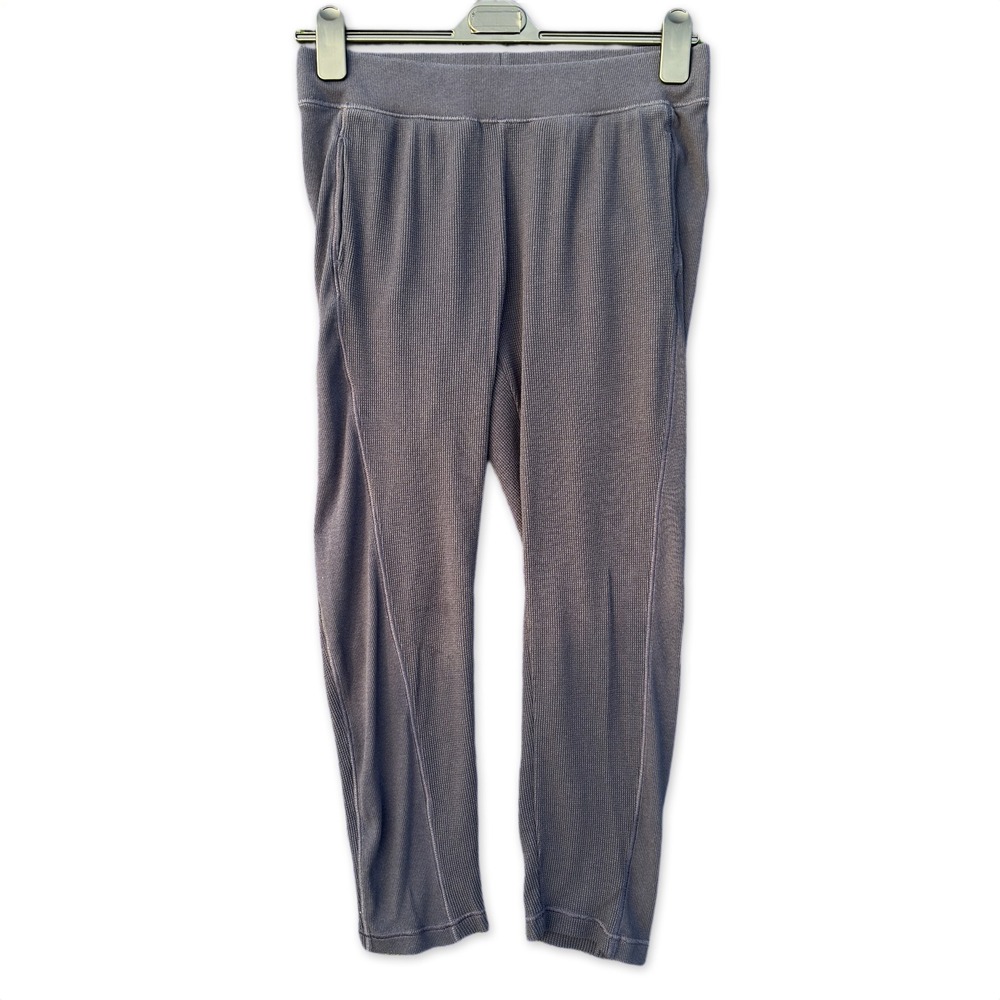 Chicos Zenergy Pants Women Navy Blue Waffle Knit Thermal Leggings Sz 1 (US 8-M)